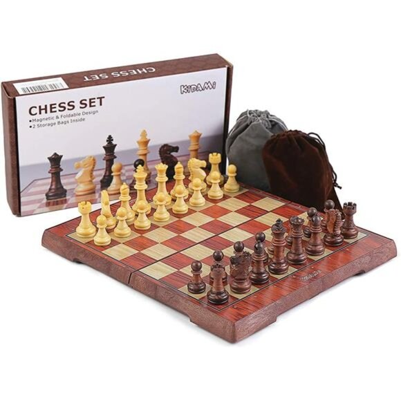 Other - Magnetic Travel Chess Set 12 Inches Folding Chess Board with 2 Portable Bags